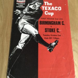 Texaco Cup Birmingham City v Stoke City Matchday Programme 02 Oct 1973