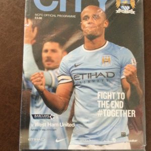 Manchester City v West Ham United Matchday Programme 2014