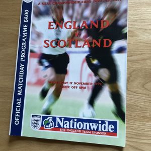 ENGLAND  v SCOTLAND,UEFA Championship EURO 2000 Play Off Matchday Programme 1999