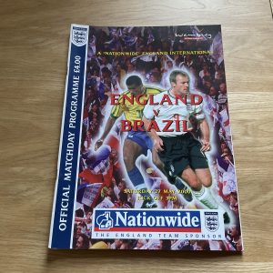 ENGLAND v BRAZIL FRIENDLY INTERNATIONAL MATCHDAY PROGRAMME 2000