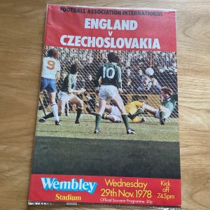 ENGLAND  v CZECHOSLOVAKIA FRIENDLY INTERNATIONAL MATCHDAY PROGRAMME 1978