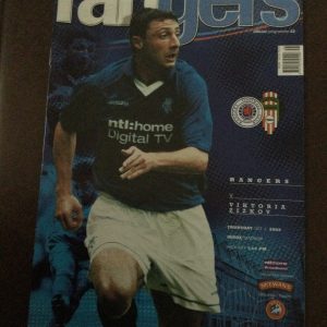 Rangers v Viktoria Zizkov EUFA Cup Matchday Programme c/w Match Ticket 2002