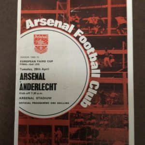 Arsenal v Anderlecht European Fairs Cup Final 2nd Leg Matchday Programme 1970