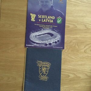 Scotland v Latvia World Cup Qualifying Matchday Programme c/w Dinner Menu 2001