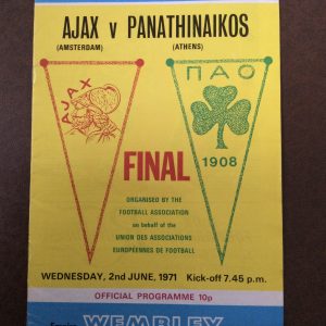Ajax v Panathinaikos European Cup Final Matchday Programme 1971
