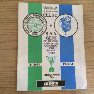 Celtic v K.A.A. GENT E.C.W.C. Matchday Programme 1984