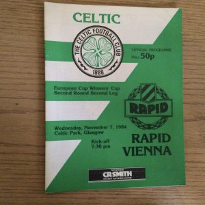 Celtic v Rapid Vienna E.C.W.C. Matchday Programme 1984