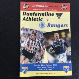 Dunfermline Athletic v Rangers League Cup Semi Final Matchday Programme 1996