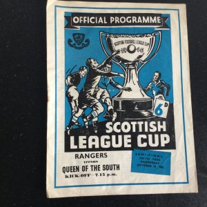 Rangers v Queen of the South League Cup Semi Final Matchday Programme 1960