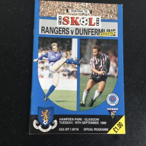 Rangers v Dunfermline Athletic League Cup Semi Final Matchday Programme 1989