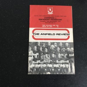 Liverpool v Eintracht Frankfurt UEFA Cup Matchday Programme 1972