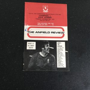 Liverpool v A.E.K. Athens UEFA Cup Matchday Programme 1972