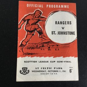 Rangers v St. Johnstone League Cup Semi Final Matchday Programme 1961