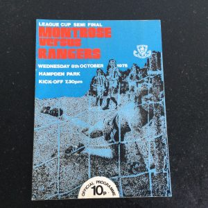 Montrose v Rangers League Cup Semi Final Matchday Programme 1975