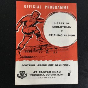 Heart of Midlothian (Hearts) v Stirling Albion League Cup Semi Final Matchday Programme 1961