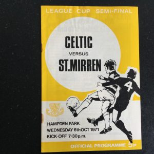 Celtic v St.Mirren League Cup Semi Final Matchday Programme 1971