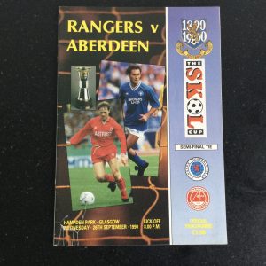 Rangers v Aberdeen League Cup Semi Final Matchday Programme 1990