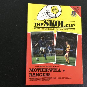 Motherwell v Rangers League Cup Semi Final Matchday Programme 1987