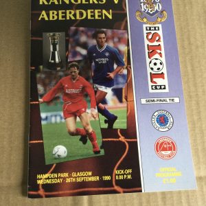 Rangers v Aberdeen League Cup Semi Final Matchday Programme 1990