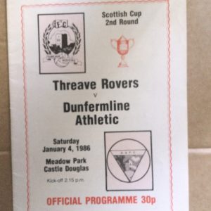 Threave Rovers v Dunfermline Athletic Scottish Cup Matchday Programme 1986