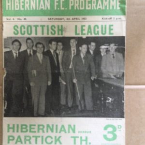 Hibernian (Hibs) v Partick Thistle League Matchday Programme 1953