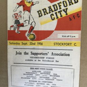 Bradford City v Stockport County Matchday Programme 1956