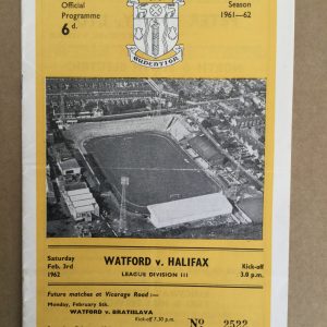 Watford v Halifax Matchday Programme 1962