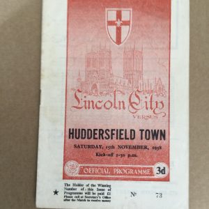 Lincoln City v Huddersfield Town Matchday Programme 1958