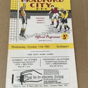 Bradford City v Southport Matchday Programme 1961