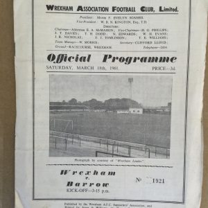 Wrexham v Barrow Matchday Programme 1961