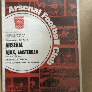 Arsenal v Ajax, Amsterdam FAIRS Cup Semi Final Matchday Programme 1970