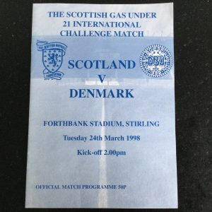 Scotland v Denmark U/21 Challenge Match Matchday Programme 1998