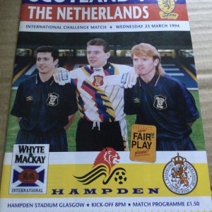Scotland v The Netherlands Challenge Match Matchday Programme 1994