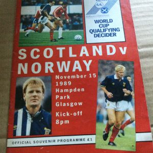 Scotland v Norway World Cup Qualifier Matchday Programme 1989