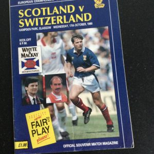 Scotland v Switzerland EURO Qualifier Matchday Programme 1990
