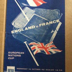 England v France EURO Qualifier Matchday Programme 1962