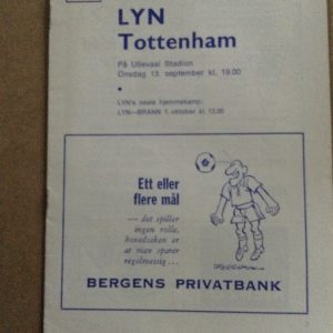 Lyn v Tottenham Hotspur EUFA Cup Matchday Programme 1972