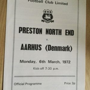 Preston North End v Aarhus Friendly Matchday Programme 1972