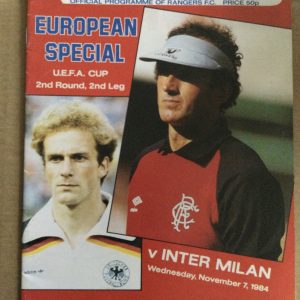 Rangers v Inter Milan U.E.F.A. Cup Matchday Programme 1984