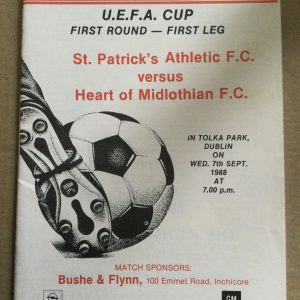St.Patrick’s Athletic v Hearts UEFA Cup Matchday Programme 1988