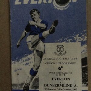 Everton v Dunfermline Athletic Fairs Cup Matchday Programme 1962