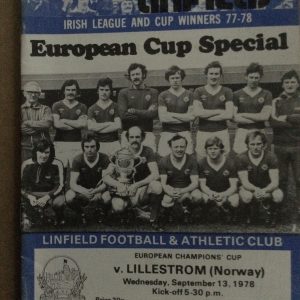 Linfield v Lillestrom European Cup Matchday Programme 1978