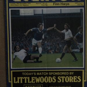 Everton v Finn Harps UEFA Cup Matchday Programme 1978