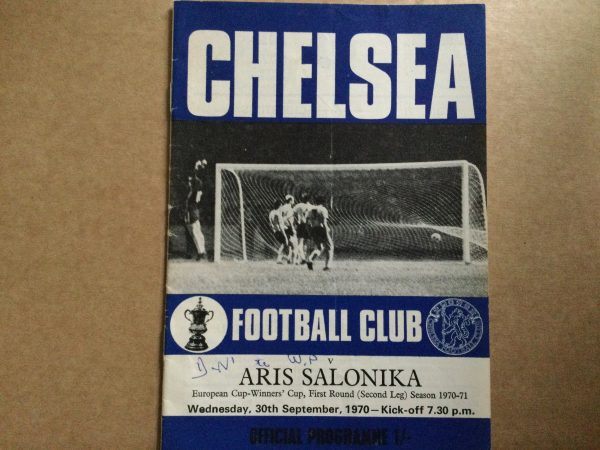 Chelsea v Aris Salonika E.C.W.C. Matchday Programme 1970