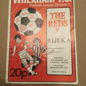 Wrexham v Rijeka E.C.W.C. Matchday Programme 1978