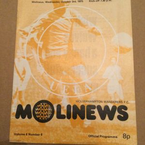 Wolves v O.S. Belenenses UEFA Cup Matchday Programme 1973
