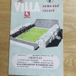 Aston Villa v Burnley & Arsenal League Matchday Programmes 1951 & 1952