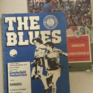 Rangers v Chesterfield Home and Away Matchday Programmes Anglo-Scottish Cup 1980