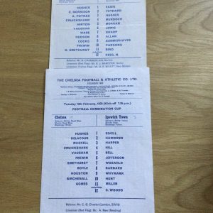 Chelsea v Cardiff City & Ipswich Town Combination Cup Matchday Programmes 1969/70