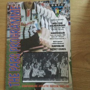 Dunfermline Athletic v Bolton Wanderers & Hibernian Friendly Matchday Programme 1995